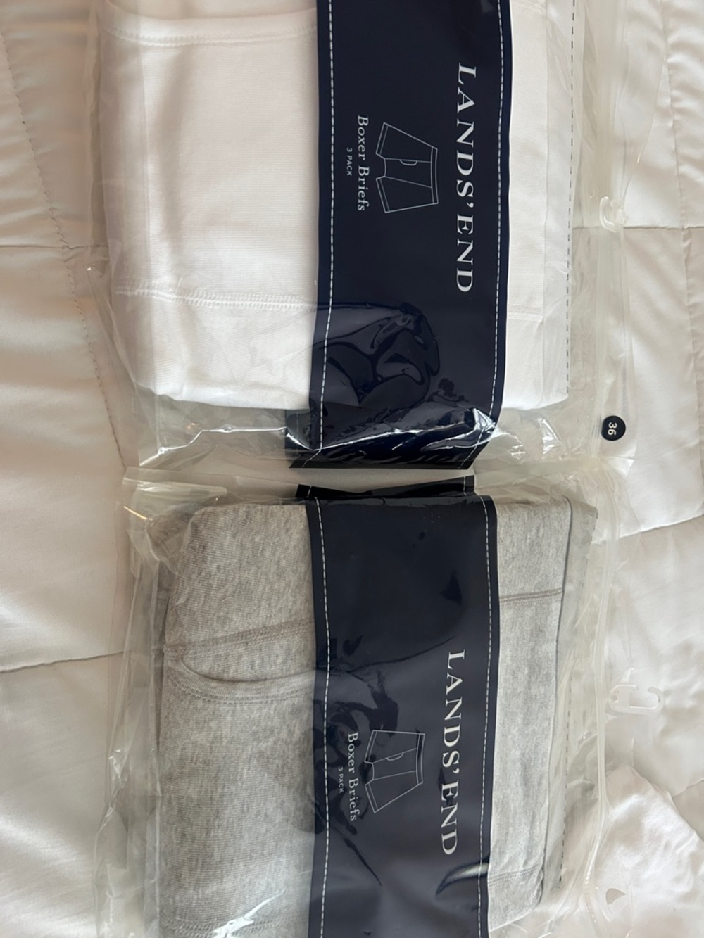 Lands' End Boxer Brief 2-Pack in White & Heather Gray